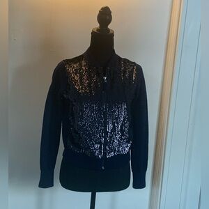 J. Crew Navy Sequin Bomber Jacket